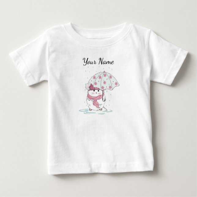 Niedlicher kleiner Hamster Personalisierter Name Baby T-shirt (Vorderseite)