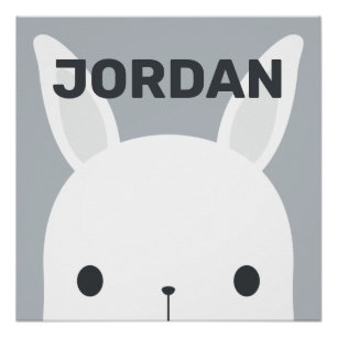 Niedlicher kleiner Hase mit personalisiertem Namen Poster