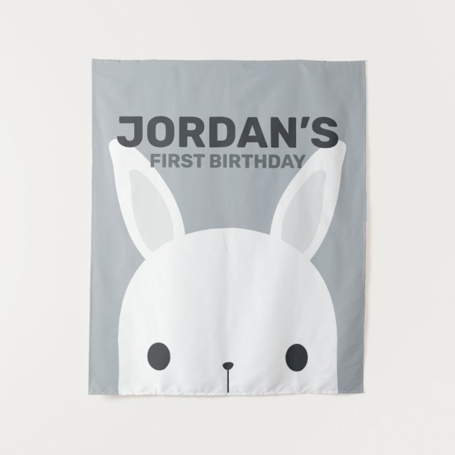 Niedlicher kleiner Hasen Geburtstag Wandteppich (Vorderseite)