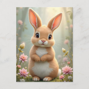 Niedlicher kleiner Hasen umgeben von Blume, Brauch Postkarte