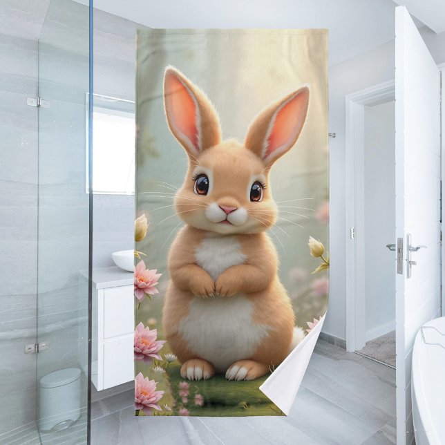 Niedlicher kleiner Hasen umgeben von Blume, Kinder Badehandtuch (Von Creator hochgeladen)
