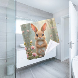 Niedlicher kleiner Hasen umgeben von Blume, Kinder Waschlappen