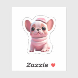 niedlicher kleiner Hund mit rosa Hut Aufkleber