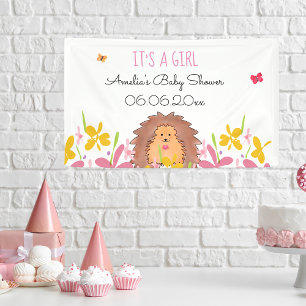 Niedlicher Kleiner Igel, es ist eine Girl Baby Dus Banner