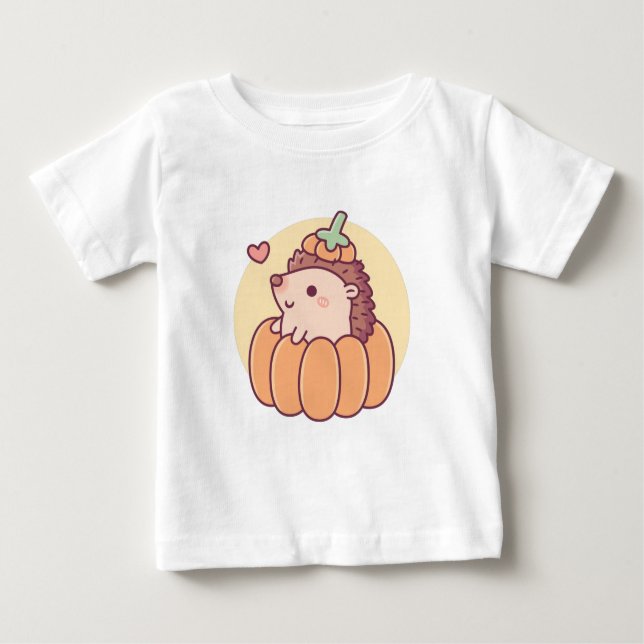Niedlicher kleiner Igel im KürbisHalloween-Herbst Baby T-shirt (Vorderseite)