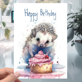Niedlicher kleiner Igel mit Kuchen - jedes Alter G Karte