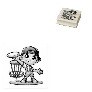 Niedlicher kleiner Junge Golfplatz Gummistempel