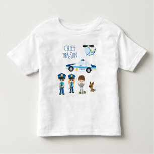 Niedlicher kleiner Kid-Cartoon-Polizist mit Vornam Kleinkind T-shirt