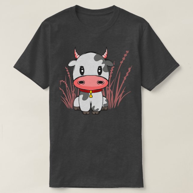 Niedlicher kleiner Kuh Chibi zu Kuh Lover Geschenk T-Shirt (Design vorne)