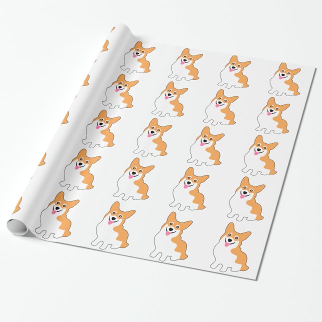 Niedlicher kleiner lächelnder Corgi-Welpe Geschenkpapier (Ungerollt)