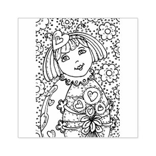 NIEDLICHER KLEINER LADYBUG MIT HERZBOUQUET, WUNSCH GUMMISTEMPEL