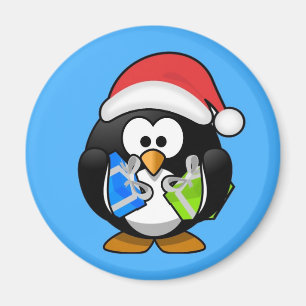 Niedlicher kleiner lebhafter Weihnachtspenguin Magnet