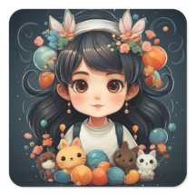 Niedlicher kleiner Mädchenaufkleber