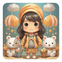 Niedlicher kleiner Mädchenaufkleber