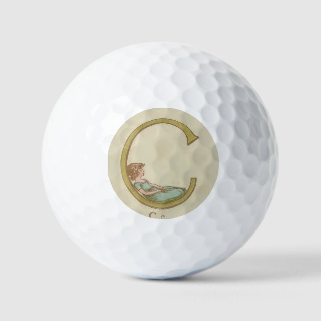 Niedlicher kleiner Mädchenbrief C Golfball (Vorderseite)