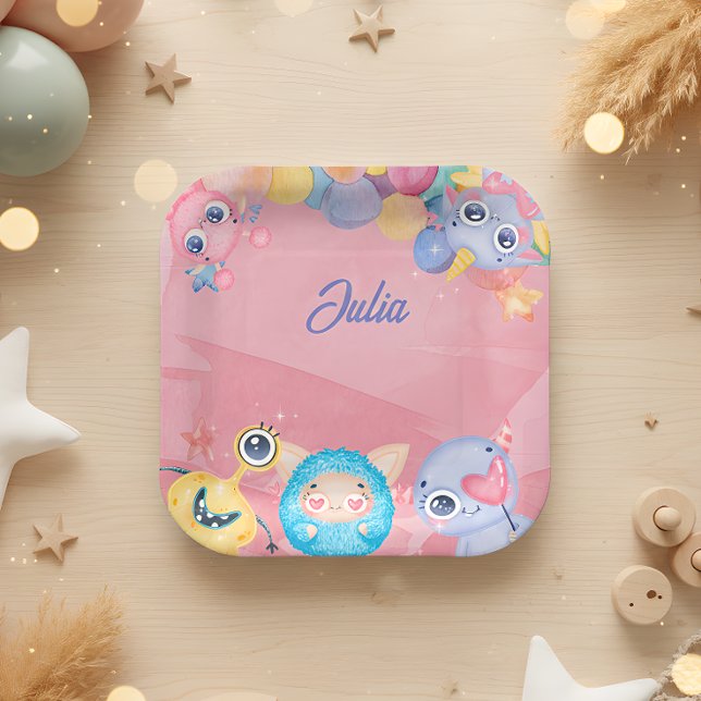 Niedlicher Kleiner Monster-Kindergeburtstag Pappteller (Von Creator hochgeladen)