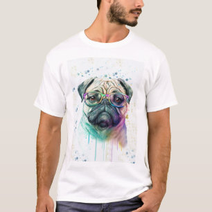 Niedlicher kleiner Mops mit Brille T-Shirt