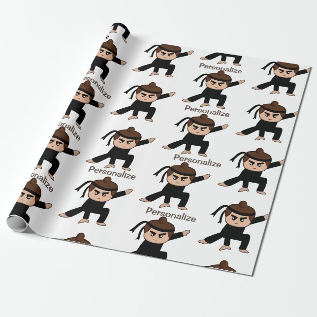 Niedlicher Kleiner Ninja Typ Cartoon Personalisier Geschenkpapier (Ungerollt)