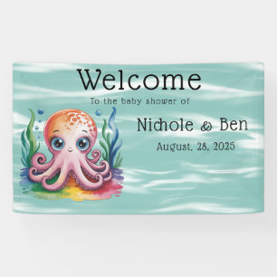 Niedlicher kleiner Oktopus unter dem Meeresvorteil Banner