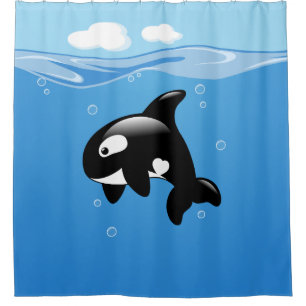 Niedlicher kleiner Orca-Wal im Ozean Duschvorhang
