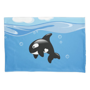 Niedlicher kleiner Orca-Wal im Ozean Kissenbezug