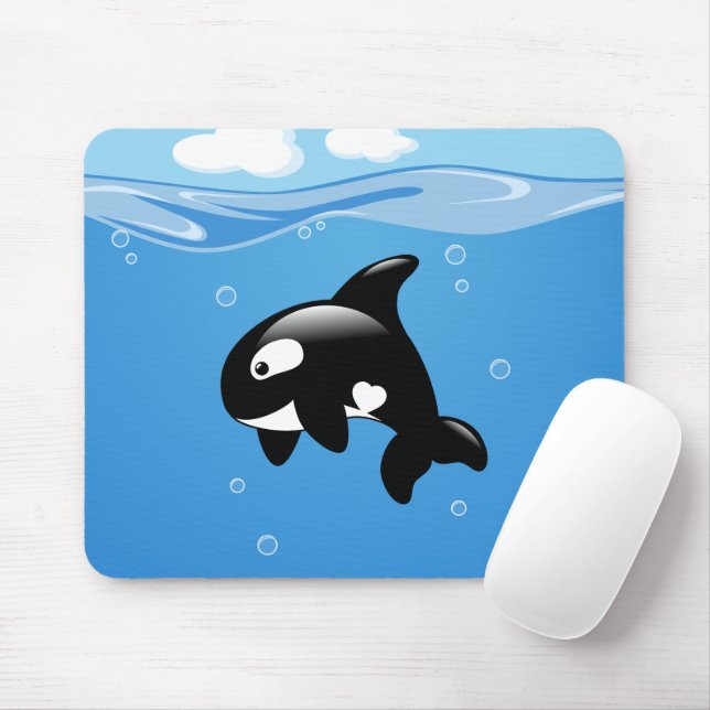 Niedlicher kleiner Orca-Wal im Ozean Mousepad (Mit Mouse)