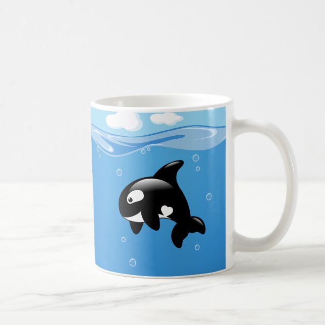 Niedlicher kleiner Orca-Wal im Ozean Tasse (Rechts)