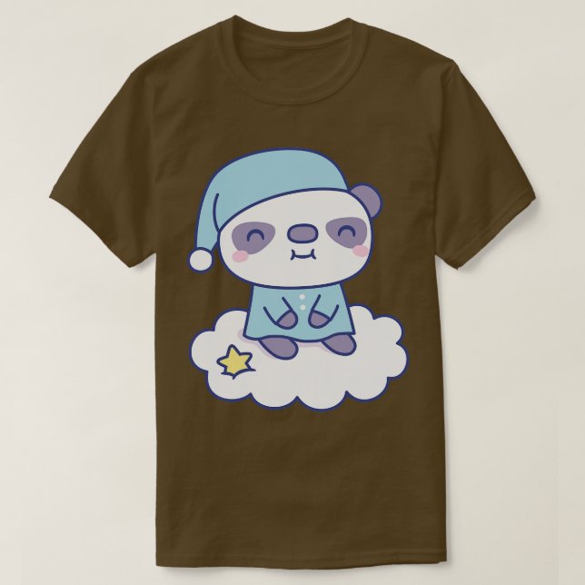 Niedlicher kleiner Panda in Pajamas auf der Wolke T-Shirt (Design vorne)