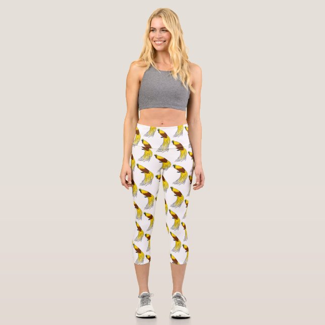 Niedlicher kleiner Paradiesvogel Capri Leggings (Vorderseite)