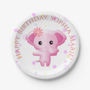 Niedlicher kleiner Pink-Baby-Elefant Pappteller