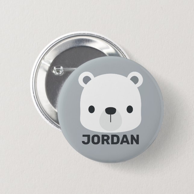 Niedlicher kleiner Polarbär mit Personalisiertem N Button (Vorne & Hinten)