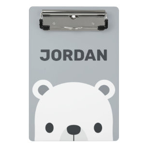 Niedlicher kleiner Polarbär mit Personalisiertem N Mini Klemmbrett