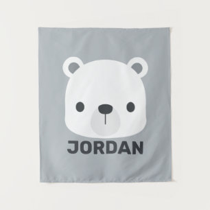 Niedlicher kleiner Polarbär mit Personalisiertem N Wandteppich
