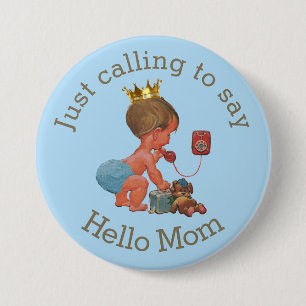 Niedlicher kleiner Prinz Calling, zum hallo der Button