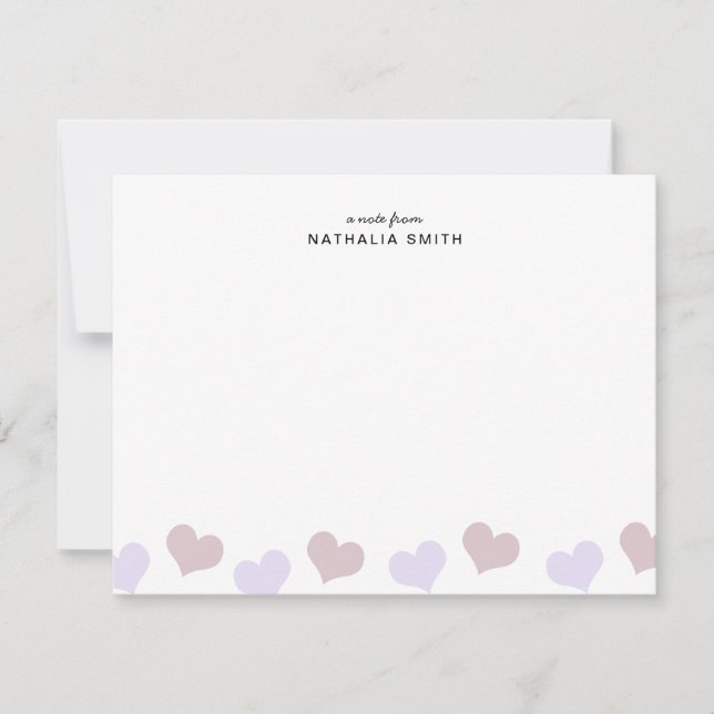 Niedlicher kleiner rosa Lavendel Hearts Kids Stati Mitteilungskarte (Vorderseite)