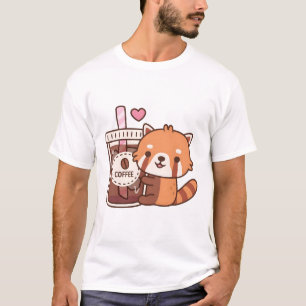 Niedlicher kleiner Roter Panda, der Icciapaffee um T-Shirt
