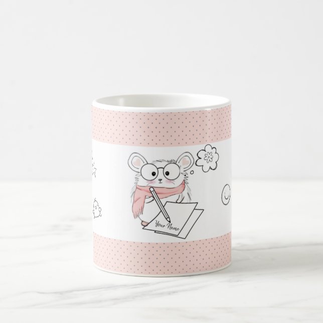 Niedlicher Kleiner Schlaumeier Pink Kaffeetasse (Mittel)