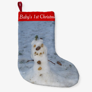 Niedlicher kleiner Snowman des Babys 1. Weihnachtsstrumpf