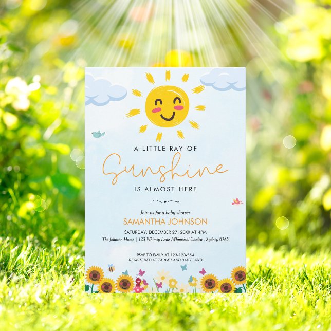 Niedlicher kleiner Strahl von Sunshine Baby Shower Einladung (Von Creator hochgeladen)