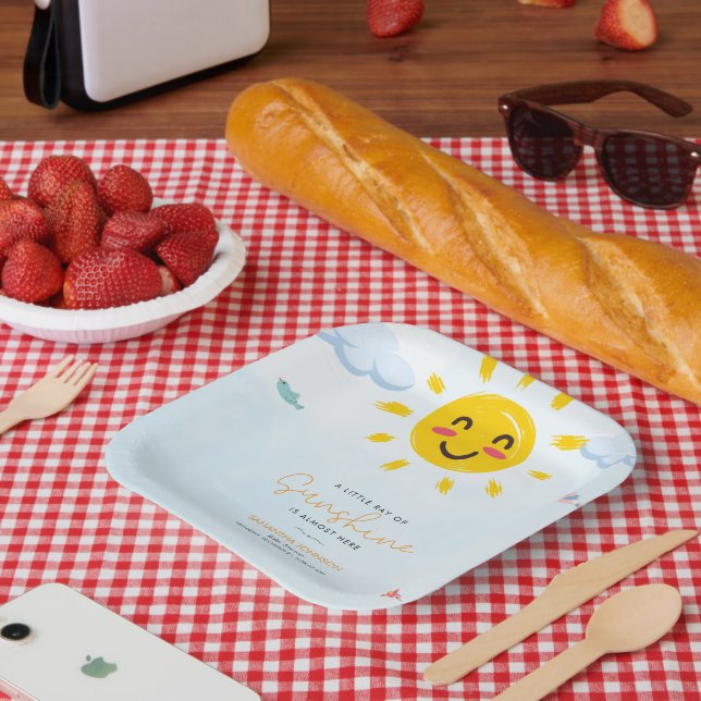 Niedlicher kleiner Strahl von Sunshine Baby Shower Pappteller (Picknick)