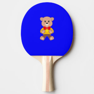 Niedlicher kleiner Teddybär auf Blue Ping Pong Pad Tischtennis Schläger