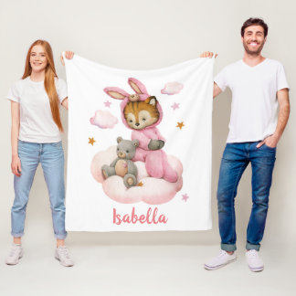 Niedlicher kleiner Tiger sitzend Cloud Pink Fleecedecke