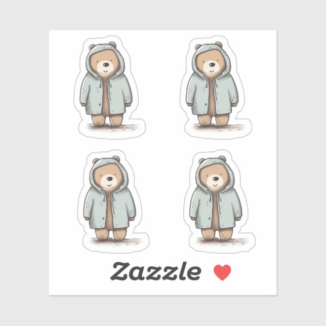 Niedlicher kleiner Wasserfarbenbär Aufkleber (Blatt)