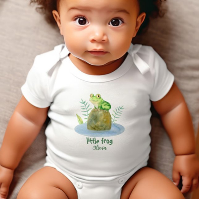 Niedlicher kleiner Wasserfarbenfrosch Personalisie Baby Strampler (Von Creator hochgeladen)