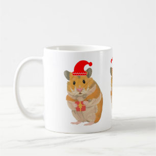 Niedlicher kleiner WeihnachtsHamster mit Geschenk Kaffeetasse