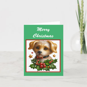 Niedlicher kleiner Weihnachtshund Feiertagskarte
