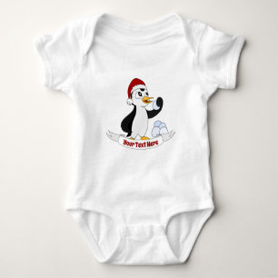 Niedlicher kleiner Weihnachtspinguin mit Schneebal Baby Strampler
