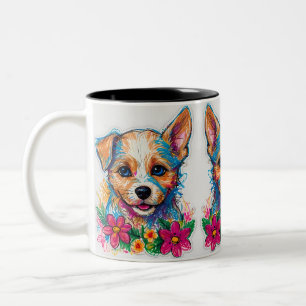 Niedlicher kleiner Welpenstift Art Zweifarbige Tasse