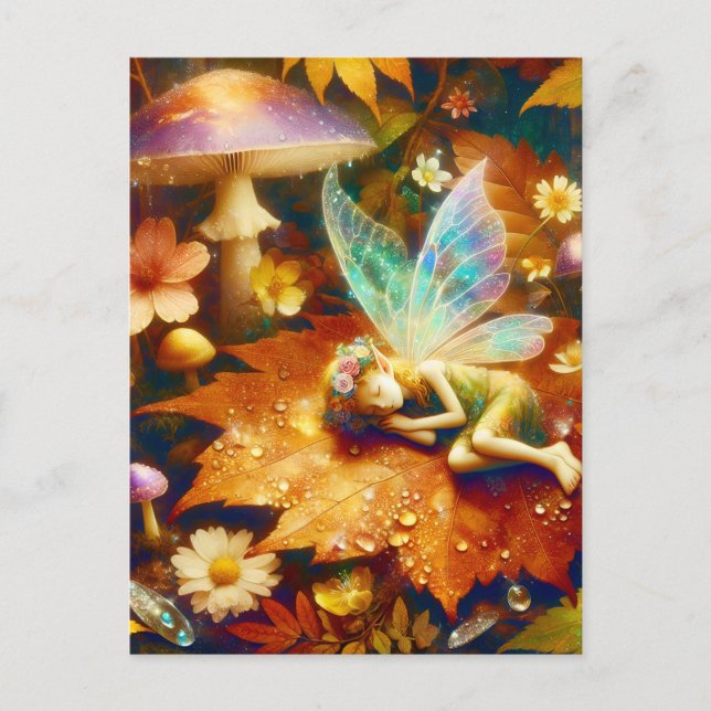Niedlicher kleiner Whimsical Fairy Sleeping Blank Postkarte (Vorderseite)