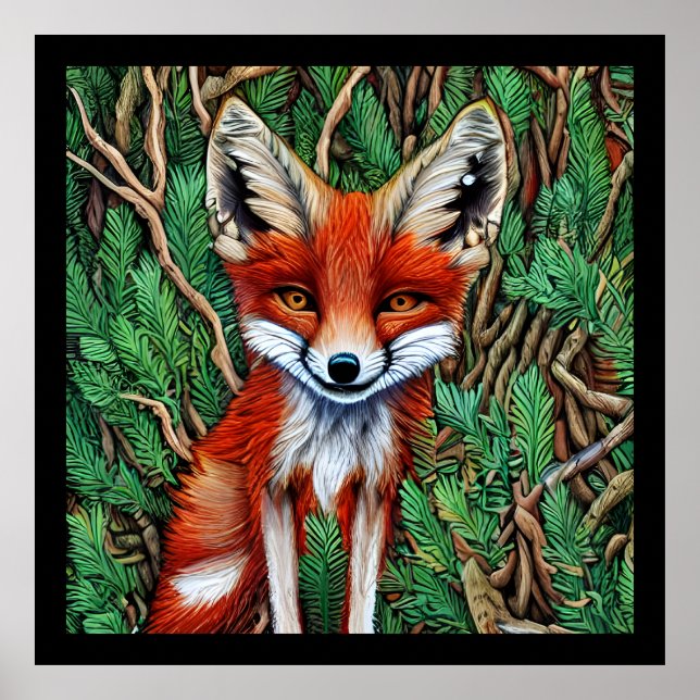 Niedlicher kleiner Wildnisfuchs Poster (Vorne)